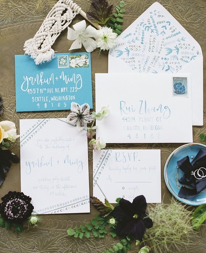 blue hand drawn invitations