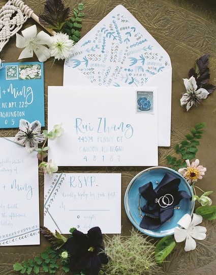 blue hand drawn invitations