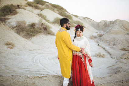 Modern desert Indian wedding celebration