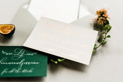 Elegant fall gold foil wedding invites