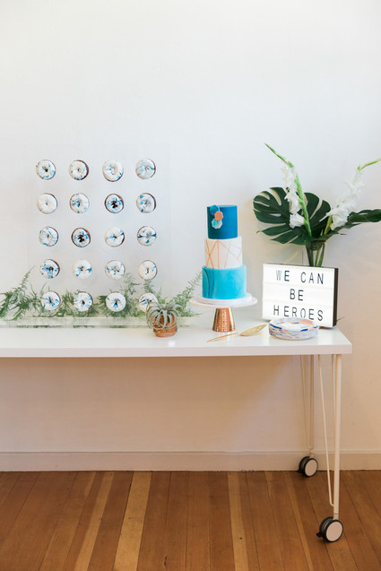 Royal blue heroes baby shower