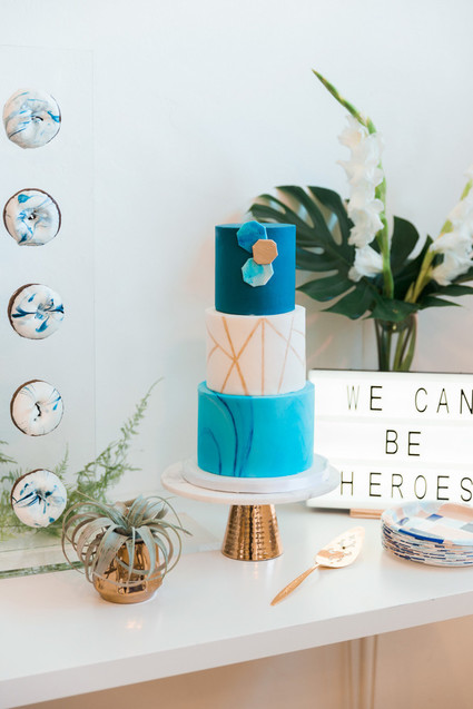 Royal blue heroes baby shower