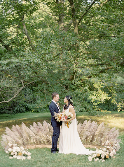 elegant pastel fall wedding at Tyler Arboretum in Philadelphia