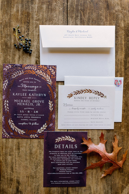 Purple wedding invites