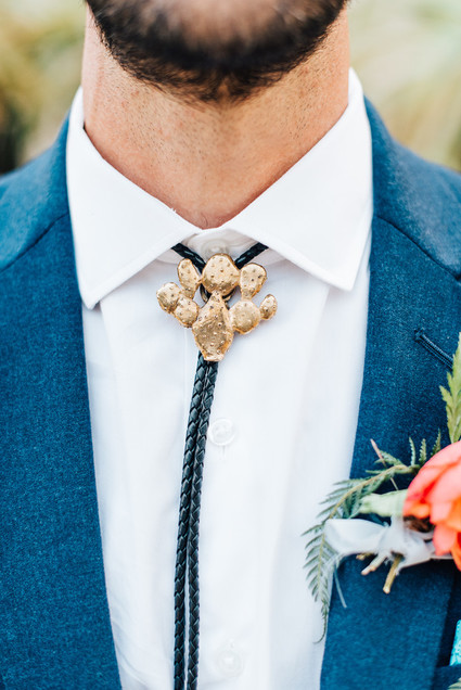 Gold cactus bollo tie
