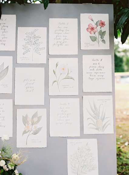 Vintage botanical wedding at Puakea Ranch in Hawaii Inspiration