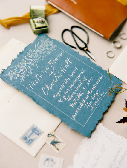 Elegant fall wedding invitations by Leyco Lettering