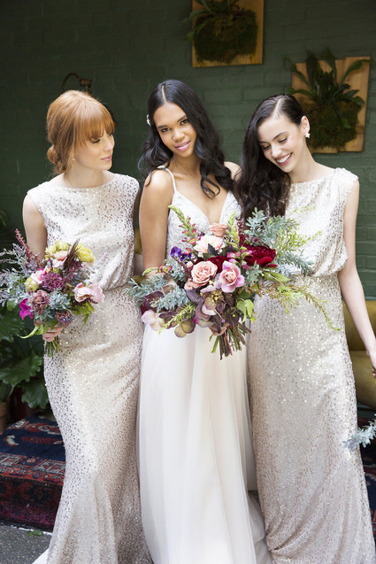 Gold sequence bridesmaid dress