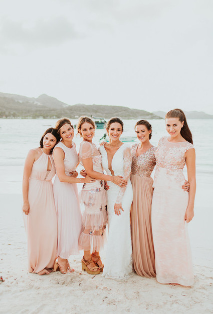 Blush French bridesmaid dresses in St Barth's