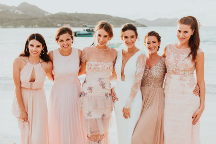 Blush French bridesmaid dresses in St Barth's
