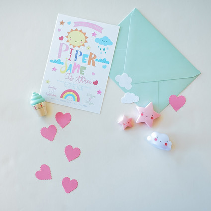 Happy clouds and rainbows 3rd birthday party Inspiration