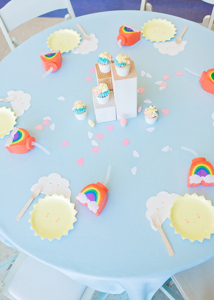 Happy clouds and rainbows 3rd birthday party Inspiration