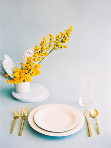 blue and yellow modern wedding inspiration