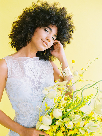 blue and yellow modern wedding inspiration