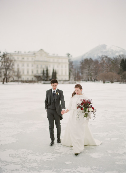 Elegant snowy Christmas wedding in Salzburg Austria on 100 Layer Cake