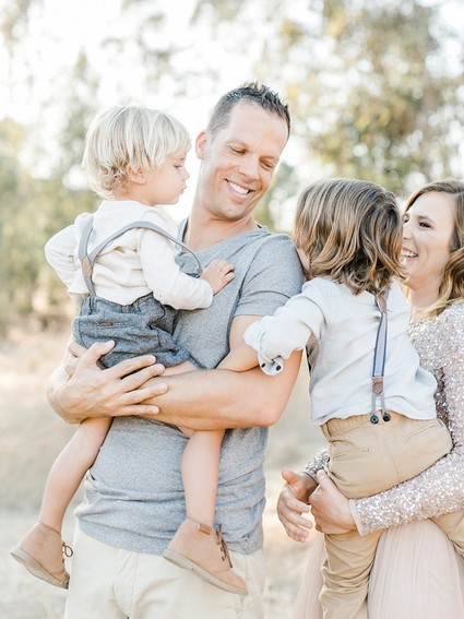 Rustic sparkle holiday family photos in San Diego