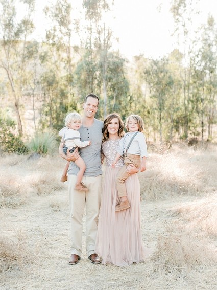 Rustic sparkle holiday family photos in San Diego