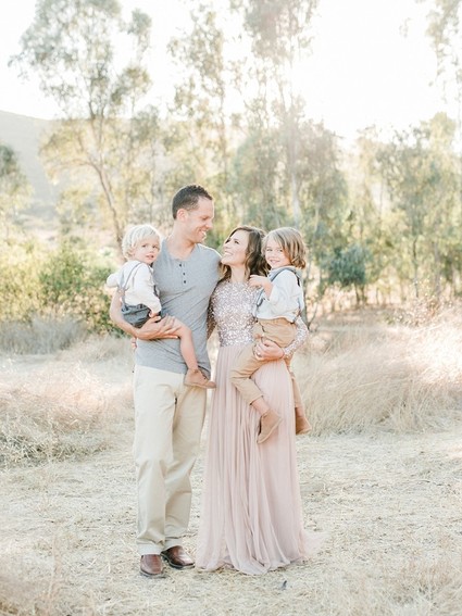 Rustic sparkle holiday family photos in San Diego