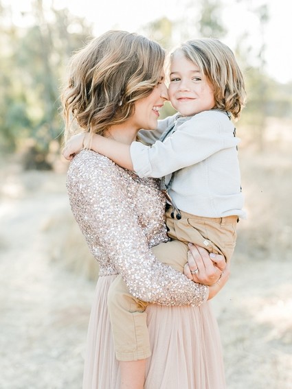 Rustic sparkle holiday family photos in San Diego