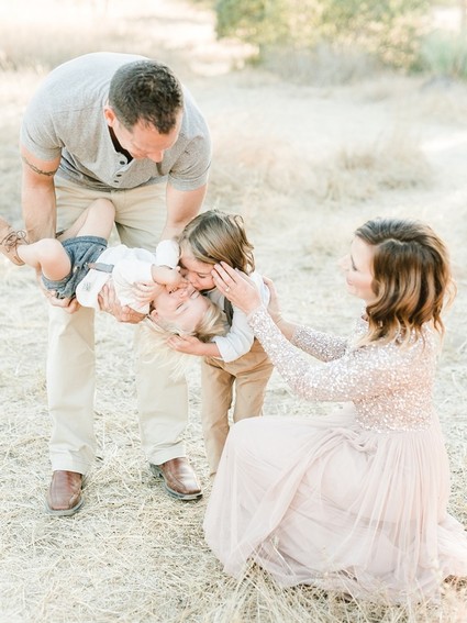 Rustic sparkle holiday family photos in San Diego