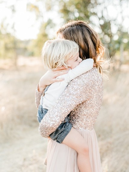 Rustic sparkle holiday family photos in San Diego
