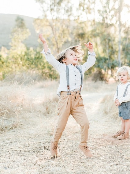 Rustic sparkle holiday family photos in San Diego