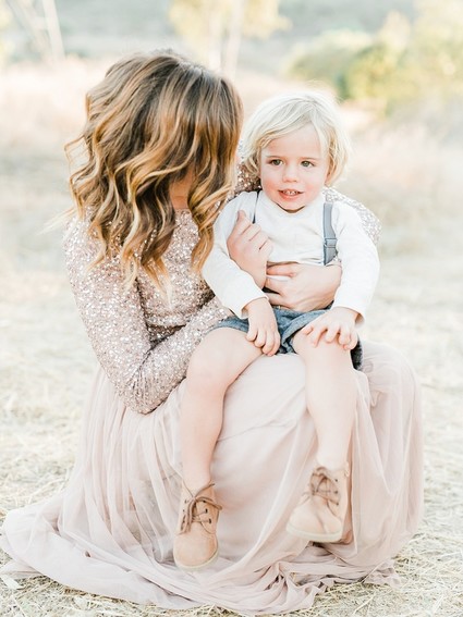 Rustic sparkle holiday family photos in San Diego
