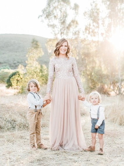Rustic sparkle holiday family photos in San Diego