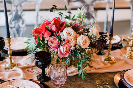Moody blush and black winter wedding inspiration