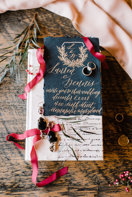 Winter watercolor wedding invites