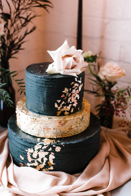 Black and blush wedding cake