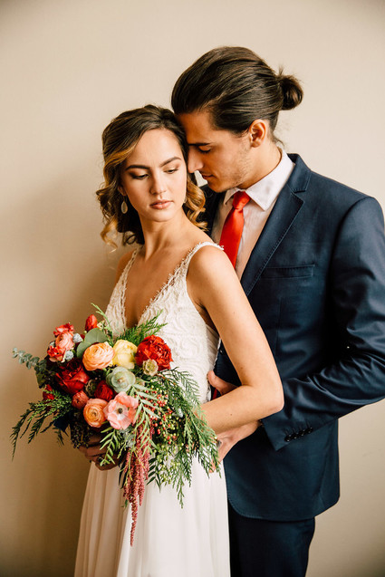 Rose and red winter wedding ideas