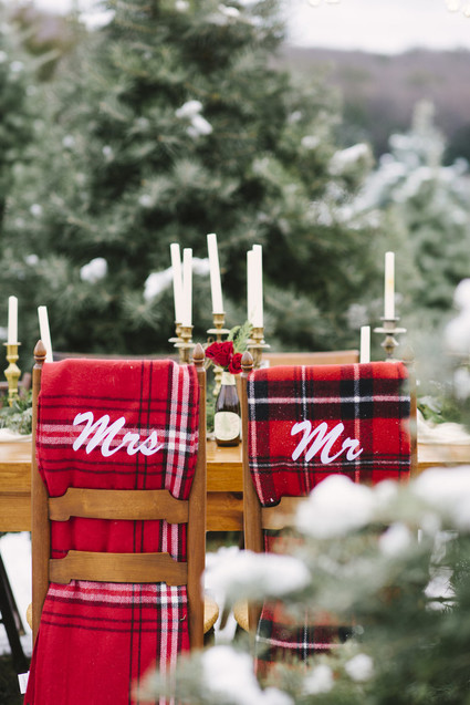 Snowy Christmas tree farm wedding ideas