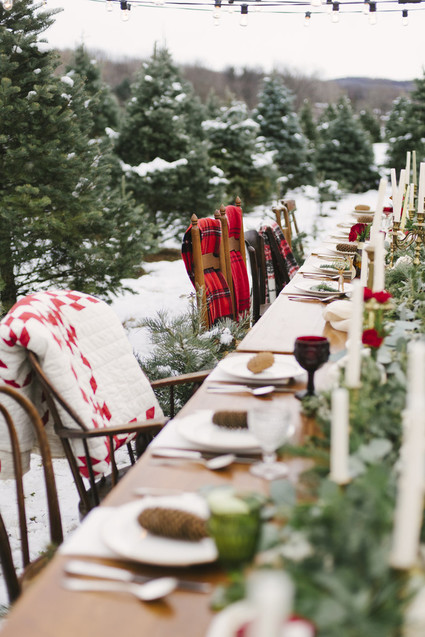 Snowy Christmas tree farm wedding ideas