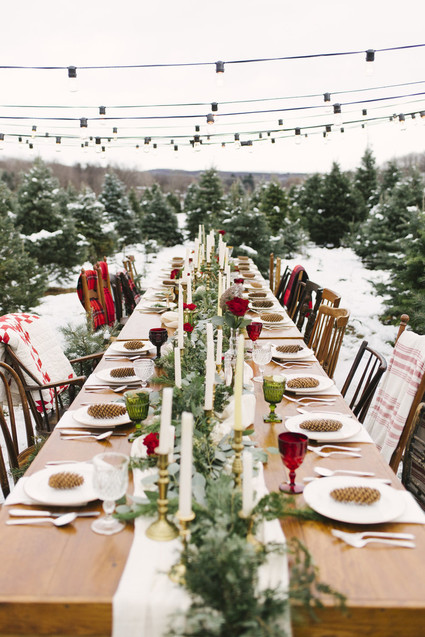 Snowy Christmas tree farm wedding ideas