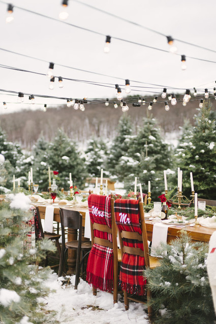 Snowy Christmas tree farm wedding ideas