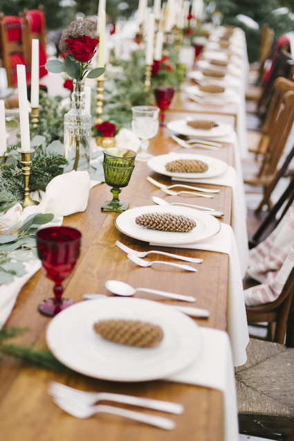 Snowy Christmas tree farm wedding ideas