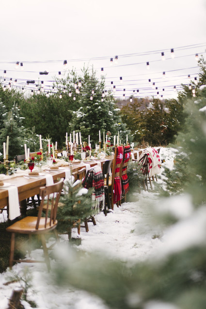 Snowy Christmas tree farm wedding ideas