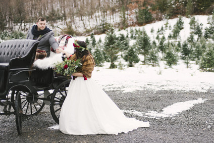 Snowy Christmas tree farm wedding ideas