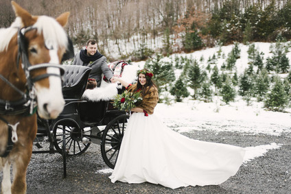 Snowy Christmas tree farm wedding ideas
