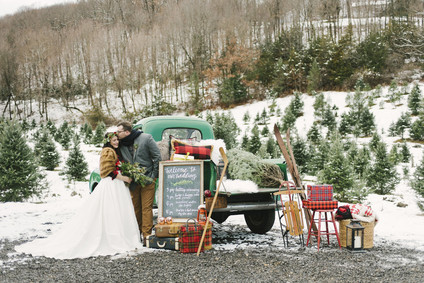 Snowy Christmas tree farm wedding ideas