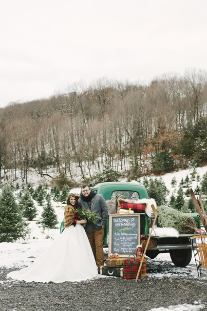 Snowy Christmas tree farm wedding ideas