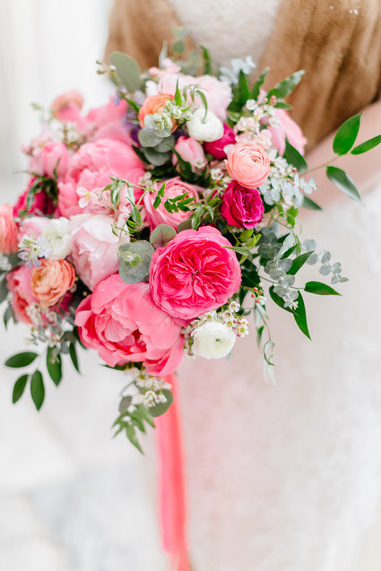 Winter pink bridal bouquet