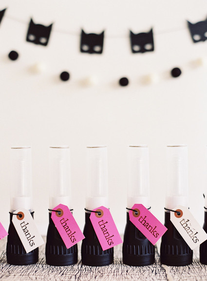 Black and white and pink modern Batman birthday party