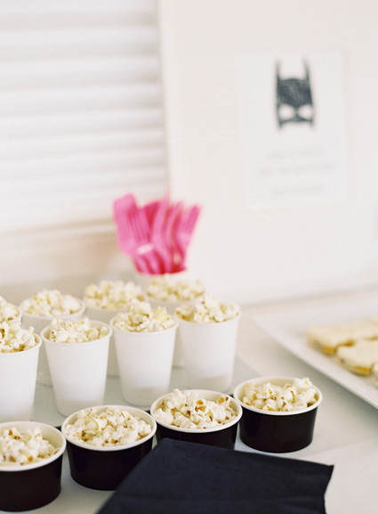 Black and white and pink modern Batman birthday party