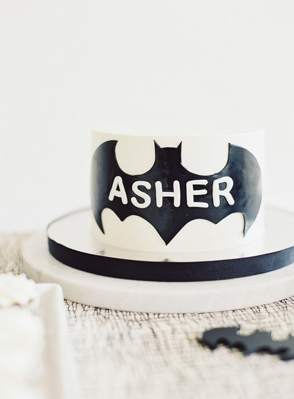 Black and white and pink modern Batman birthday party