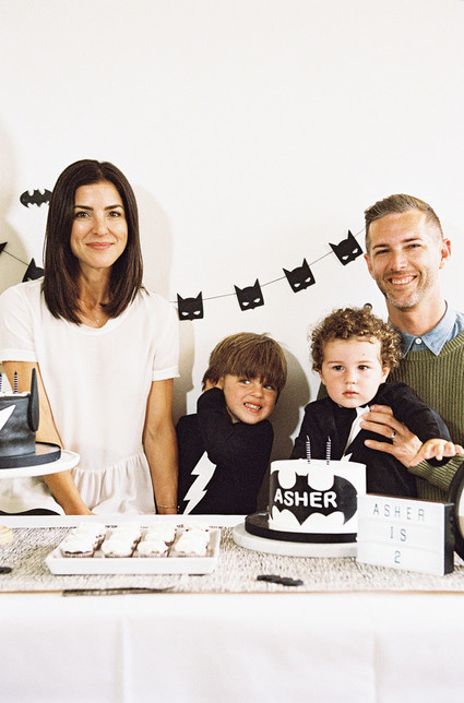 Black and white and pink modern Batman birthday party