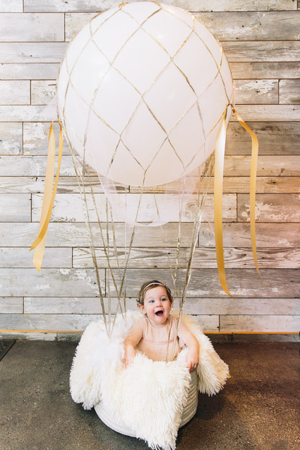 Pink hot air balloon 1st birthday party