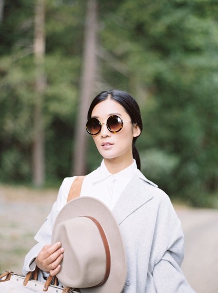 Stylish mod engagement photos on Galiano Island