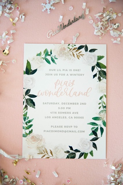 Feminine winter wonderland 1st birthday party Inspiration